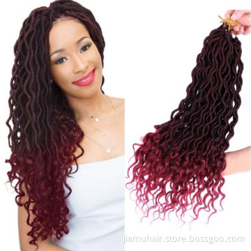faux locs curly crochet braids soft goddess locs crochet hair wholesale Synthetic curly hair extensions